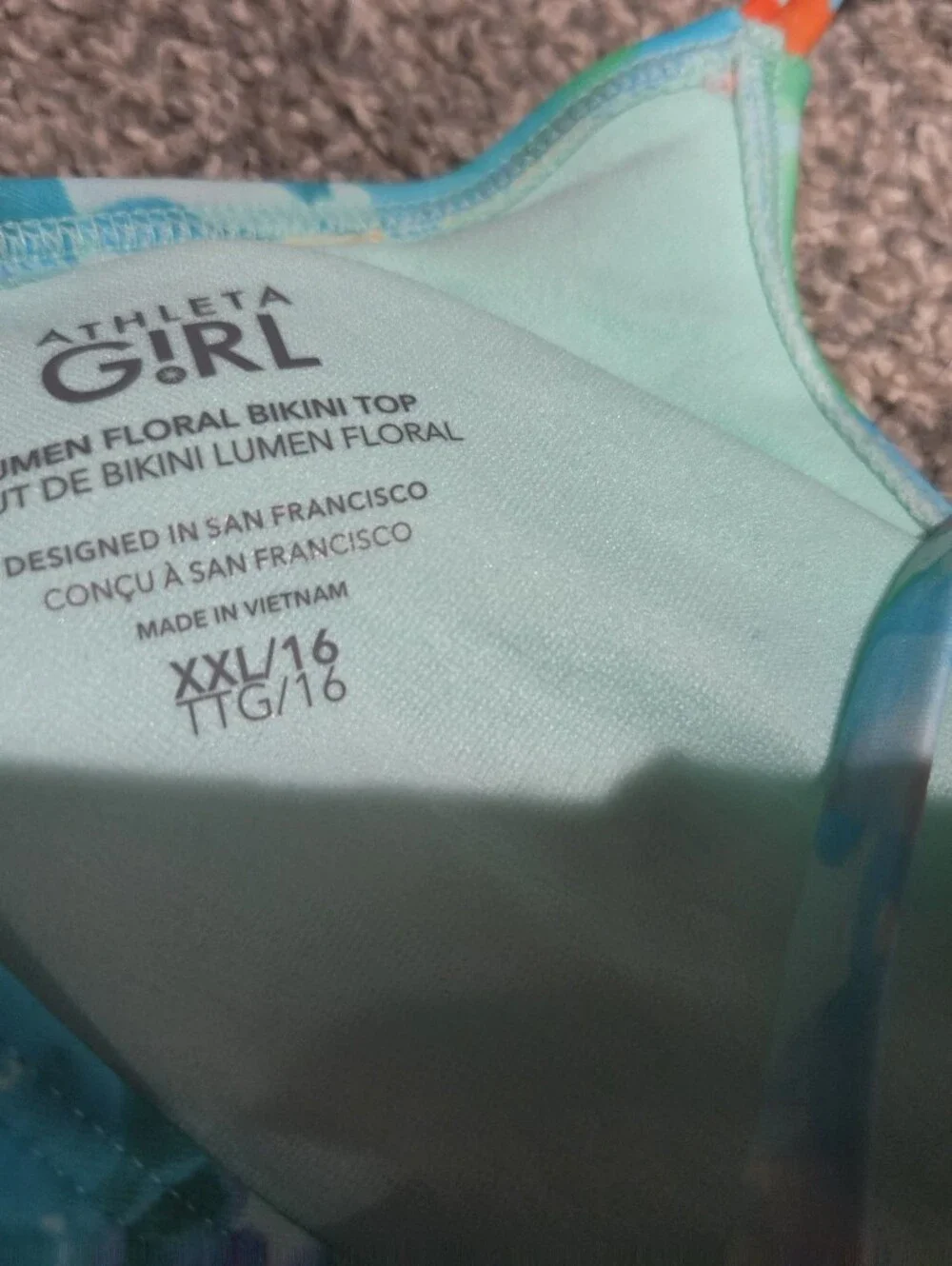 Athleta Girl Floral Crisscross Swim Top& Swim Shorts - Aqua Multi Girls Size XXL